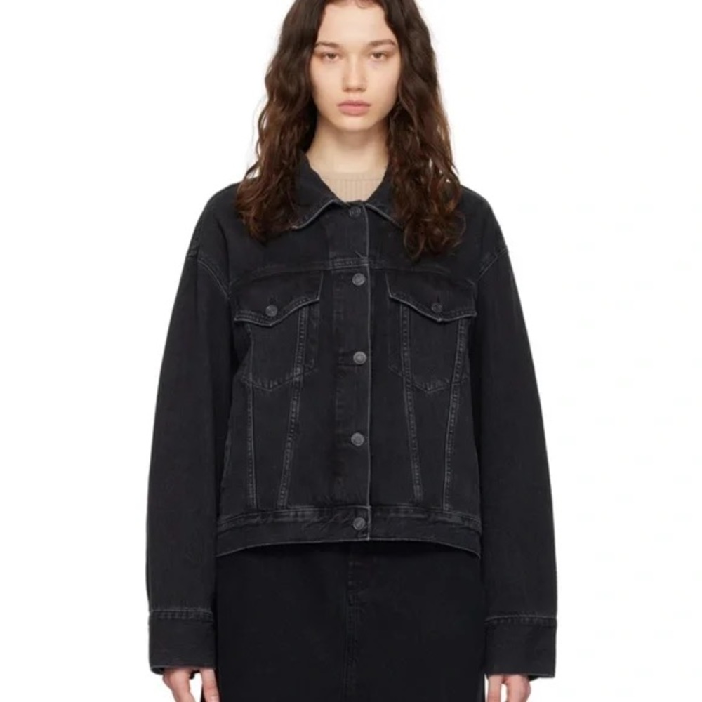 Agolde Washed Black Oversized Denim Jacket